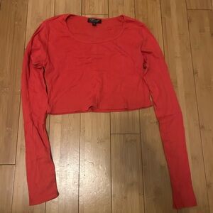 Topshop Red Long Sleeve Crop Top